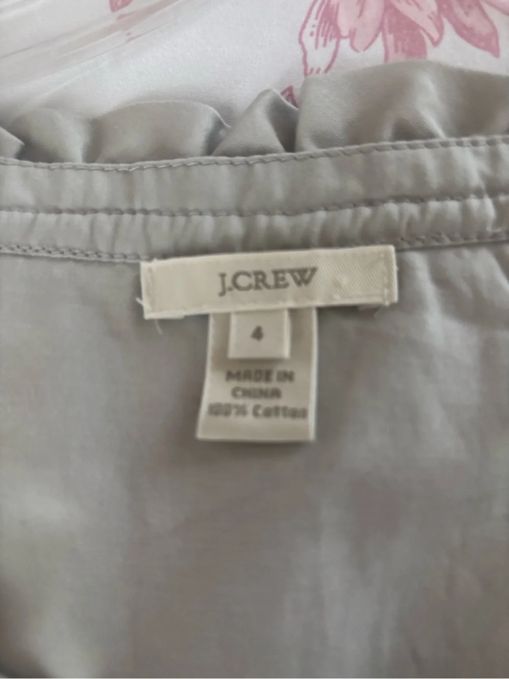 J. Crew Ruffled Neck Blouse in Light Gray
